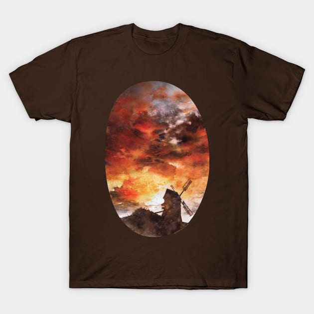 Windmill and the Sunset Sky T-Shirt by KKmiecik_ART